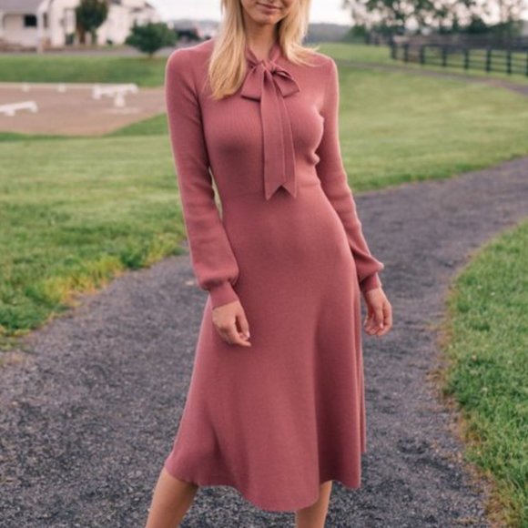 Gal Meets Glam Brianna Tie Neck Knit Dress G37 - Picture 3 of 12